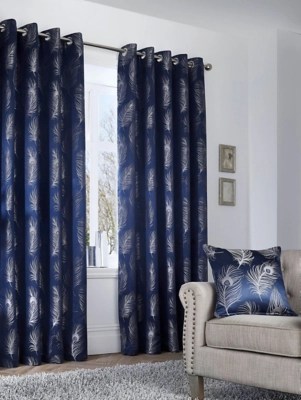 Curtina Feather Navy Blue Eyelet Curtains Home at ASDA