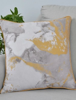 Sleepdown Natural Metallic Marble Print Cushion Home at ASDA
