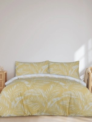 Sleepdown Sketched Palm Duvet Set in Ochre Home at ASDA