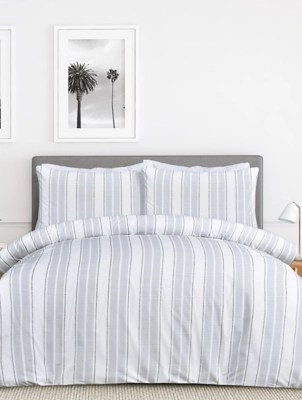 Sleepdown Pyjama Stripe Grey Duvet Set Home at ASDA