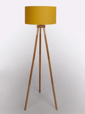 Yellow Wooden Tripod Floor Lamp Home at ASDA