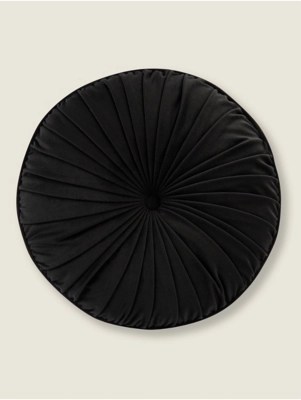 Navy Velvet Pleated Pinwheel Cushion Home at ASDA