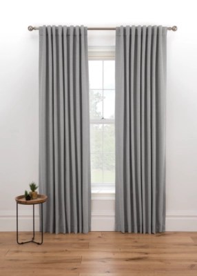 Grey Herringbone Blackout Curtains Home at ASDA