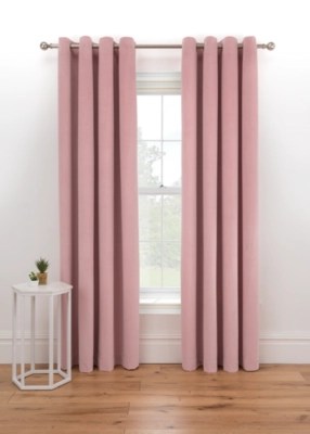 Pink Matt Velvet Lined Eyelet Curtains Home at ASDA