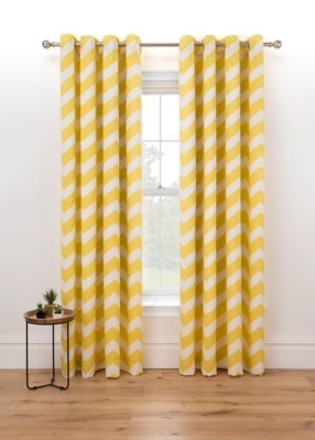 Chevron Eyelet Curtains Yellow Home at ASDA