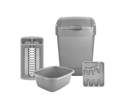 Grey Kitchen Bin 4 Piece Set Home at ASDA
