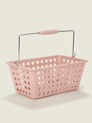 Pink Bathroom Storage Basket Home at ASDA