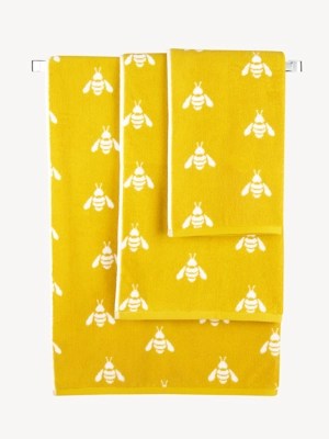 Yellow Bee Print Cotton Towel Range Home at ASDA