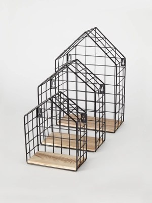 Black House Shaped Wire Shelves Set of 3 Home at ASDA
