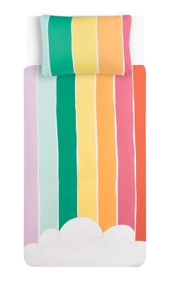 Rainbow Easy Care Reversible Duvet Set Single Home at ASDA