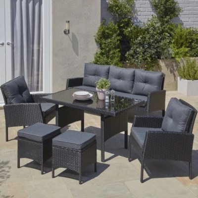 Black Orlando Outdoor Dining Set 6 Piece