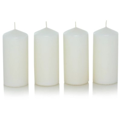 White Medium Pillar Candles Set of 4 Home at ASDA