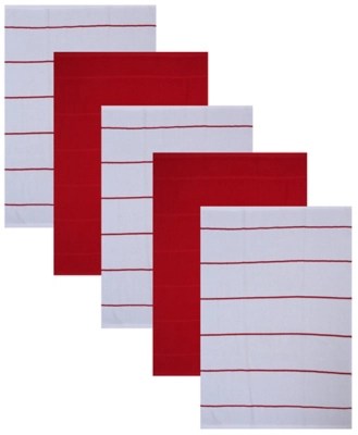 Red & White Terry Tea Towels Set of 5 Home at ASDA