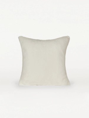 White Plain Faux Fur Cushion Home at ASDA
