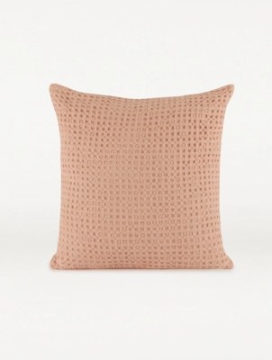 Just Wellness Pink Waffle Texture Cushion Home at ASDA
