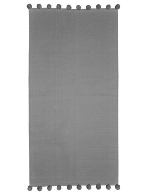 Grey Pom Pom Cotton Rug Home at ASDA