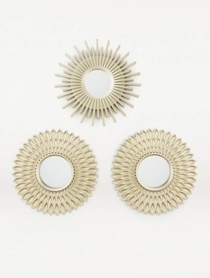 Gold Sunburst Mirrors 3Pack Home at ASDA