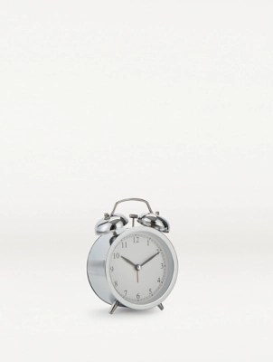 Silver Metal Twin Bell Alarm Clock Home at ASDA