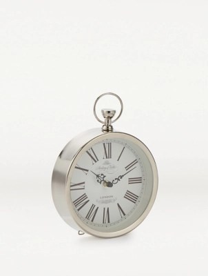 Silver Pocket Watch Mantelpiece Clock Home at ASDA