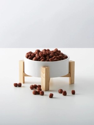 White Bamboo Footed Pet Bowl 15cm Home at ASDA