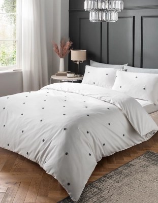 White Luxury 100 Cotton Embroidered Spot Cotton Duvet Set Home