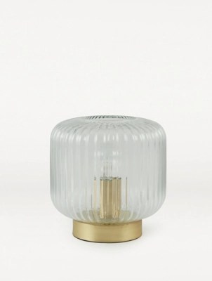 Clear Ribbed Glass Table Lamp Home at ASDA