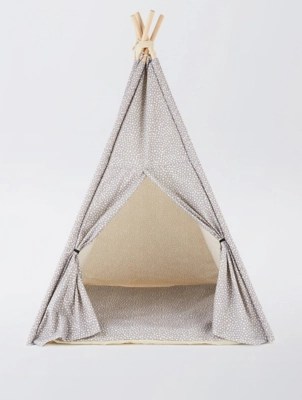 Grey Polka Dot Teepee Foam Dog Bed Home at ASDA