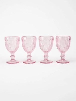Rose Goblet Wine Glass 4Pack Home at ASDA