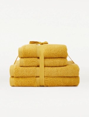 Mustard Super Soft Cotton Towel Bale 4Pack Home at ASDA