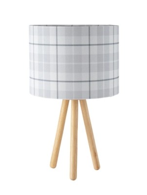 Tripod Lamp with Grey Check Shade Home at ASDA