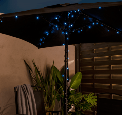 White Outdoor LED Parasol String Light Outdoor & Garden at ASDA