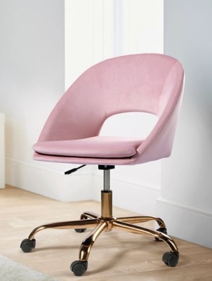 Pink Velvet Office Chair Home at ASDA
