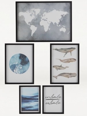 World Gallery Wall Art Set of 5 Home at ASDA