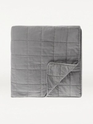 Grey Square Washed Microfibre Throw Home at ASDA