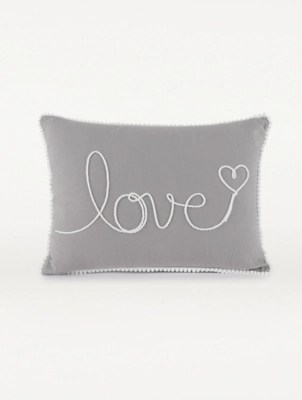 Grey Love Slogan Cushion Home at ASDA