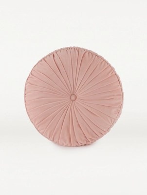 Pink Velvet Pleated Pinwheel Cushion Home at ASDA