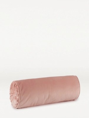 Pink Velvet Bolster Cushion Home at ASDA