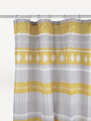 Grey Geometric Shower Curtain Home at ASDA