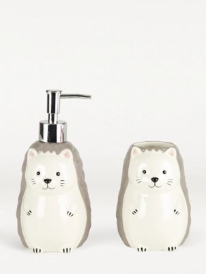Grey Hedgehog Dispenser and Tumbler Set Home at ASDA