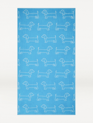 Blue Sausage Dog Beach Towel Home at ASDA