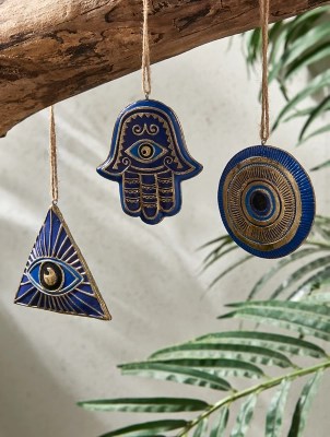 Blue Hanging Ornament Set of 3 Outdoor & Garden at ASDA