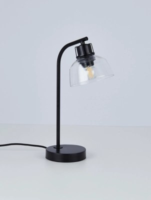 Black Glass Shade Table Lamp Home at ASDA