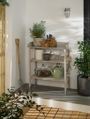 Grey Wooden Potting Bench Outdoor & Garden at ASDA