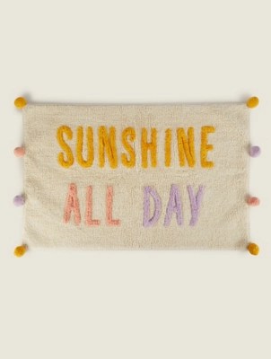 Sunshine All Day Slogan Pom Pom Bath Mat Home at ASDA