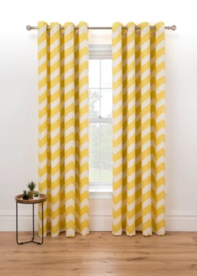 Chevron Eyelet Curtains Yellow Home at ASDA