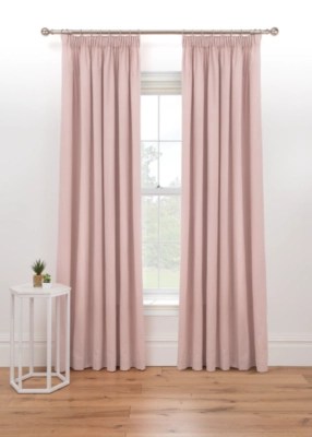Pink Plain Pencil Pleat Lined Curtains Home at ASDA