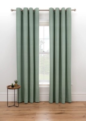 Light Green Plain Dye Cotton Eyelet Curtains Home at ASDA