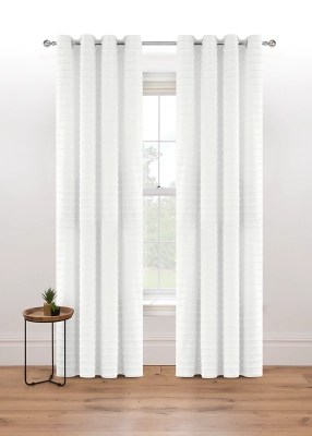 White Linear Tuft Eyelet Curtains Home at ASDA