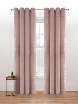 Pink Linear Tuft Eyelet Curtains Home at ASDA