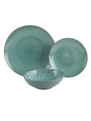 Green Reactive Glaze Dinner Set 12 Piece Home at ASDA